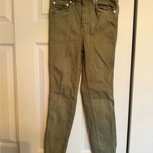 Free People High Rise Jegging Sz27 Army Green Skinny Women's Jeans